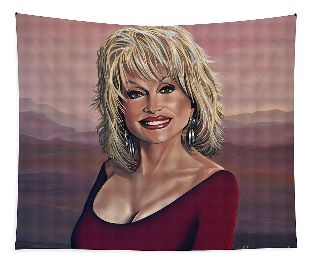 Dolly Parton Tapestry featuring the painting Dolly Parton 2 by Paul Meijering