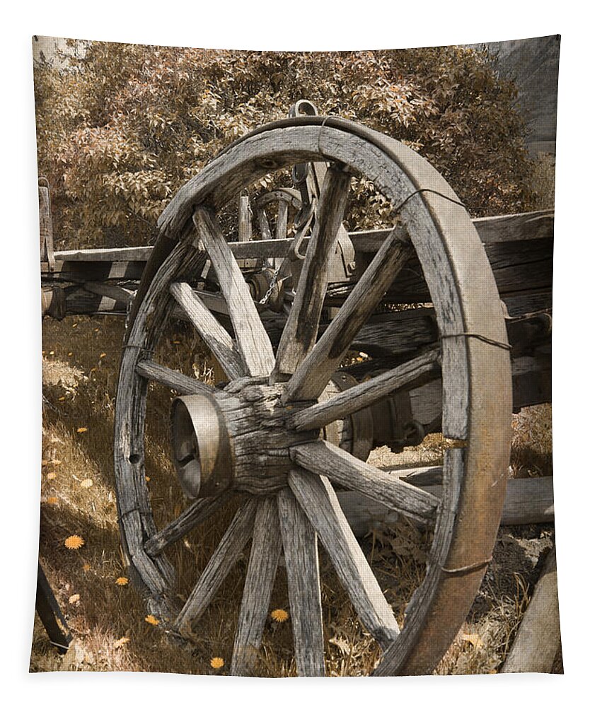Wagon Wheel Tapestry featuring the photograph Done its job by David Birchall