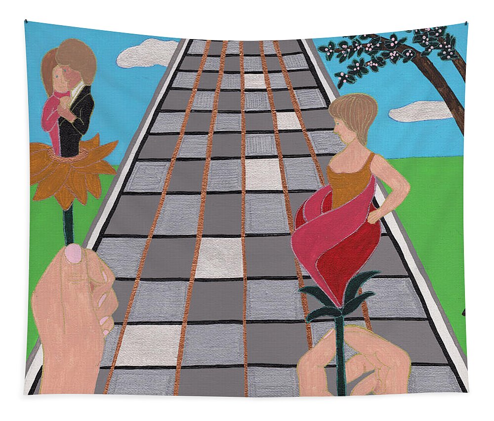 Don't Get Strung Out Tapestry featuring the painting Don't Get Strung Out by Barbara St Jean