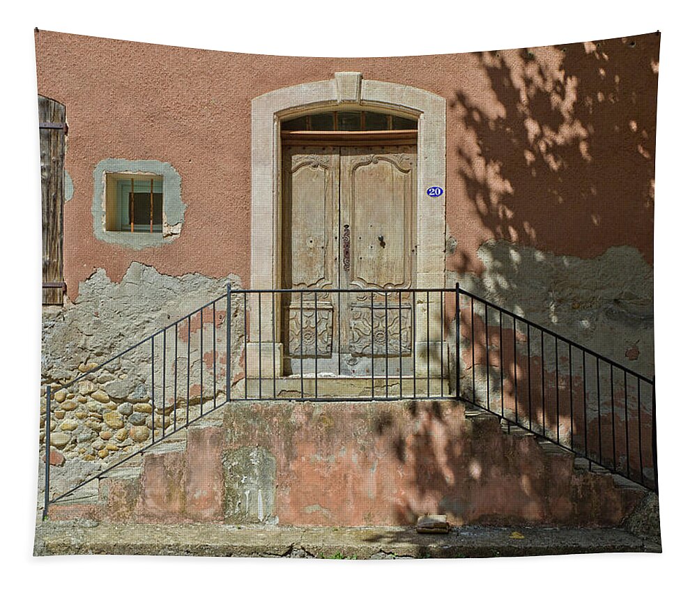 Architecture Tapestry featuring the photograph Door and shadow by Roberto Pagani