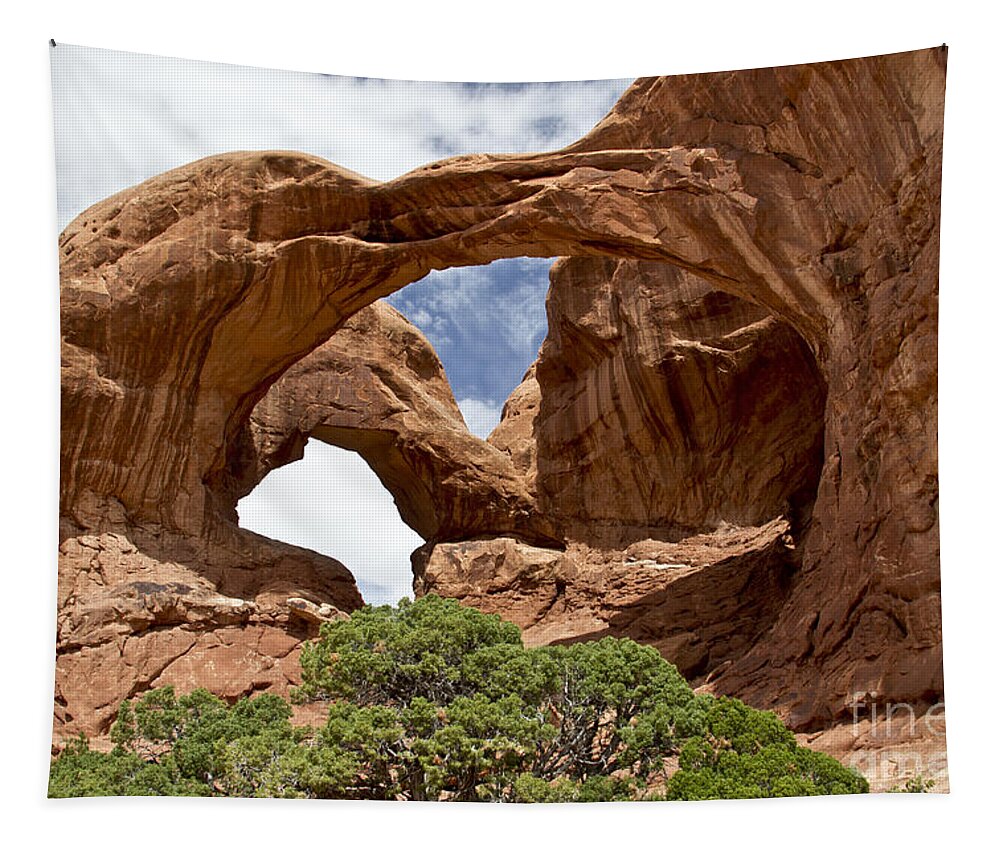 National Parks. Arches Tapestry featuring the photograph Double Arch - Arches NP by Kathy McClure