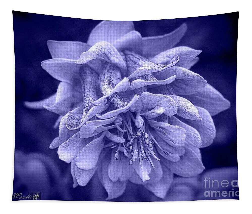Mccombie Tapestry featuring the digital art Double Columbine in Blue by J McCombie