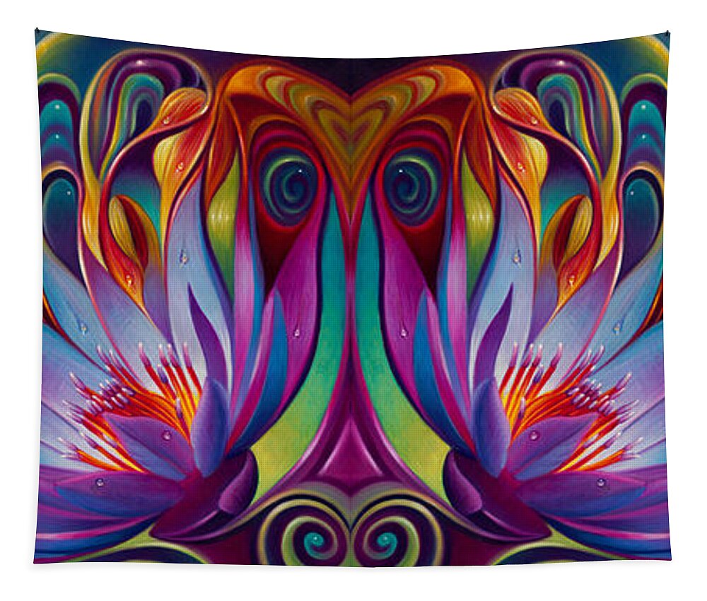 Lotus Tapestry featuring the painting Double Floral Fantasy by Ricardo Chavez-Mendez