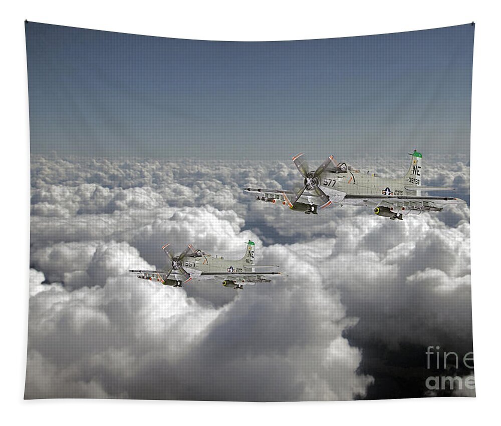 Douglas Skyraider Tapestry featuring the digital art Douglas Skyraider by Airpower Art
