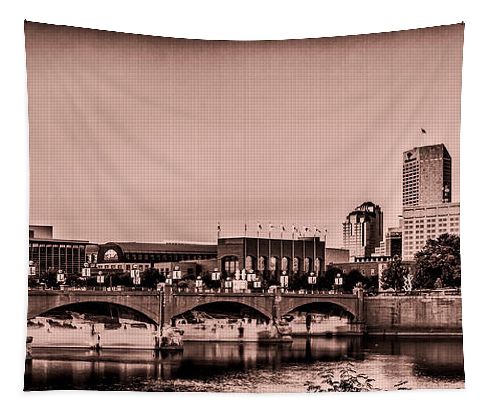 Indiana Tapestry featuring the photograph Downtown Indianapolis by Ron Pate