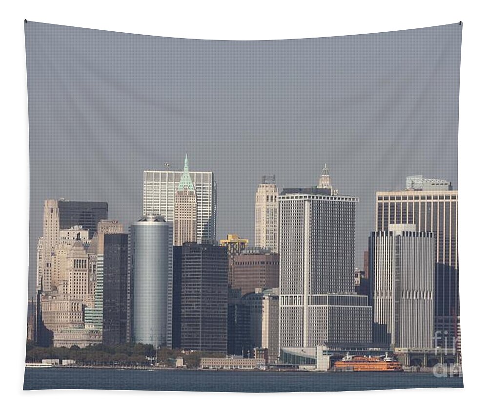 Downtown Manhattan Shot From The Staten Island Ferry Tapestry featuring the photograph Downtown Manhattan shot from the Staten Island Ferry by John Telfer