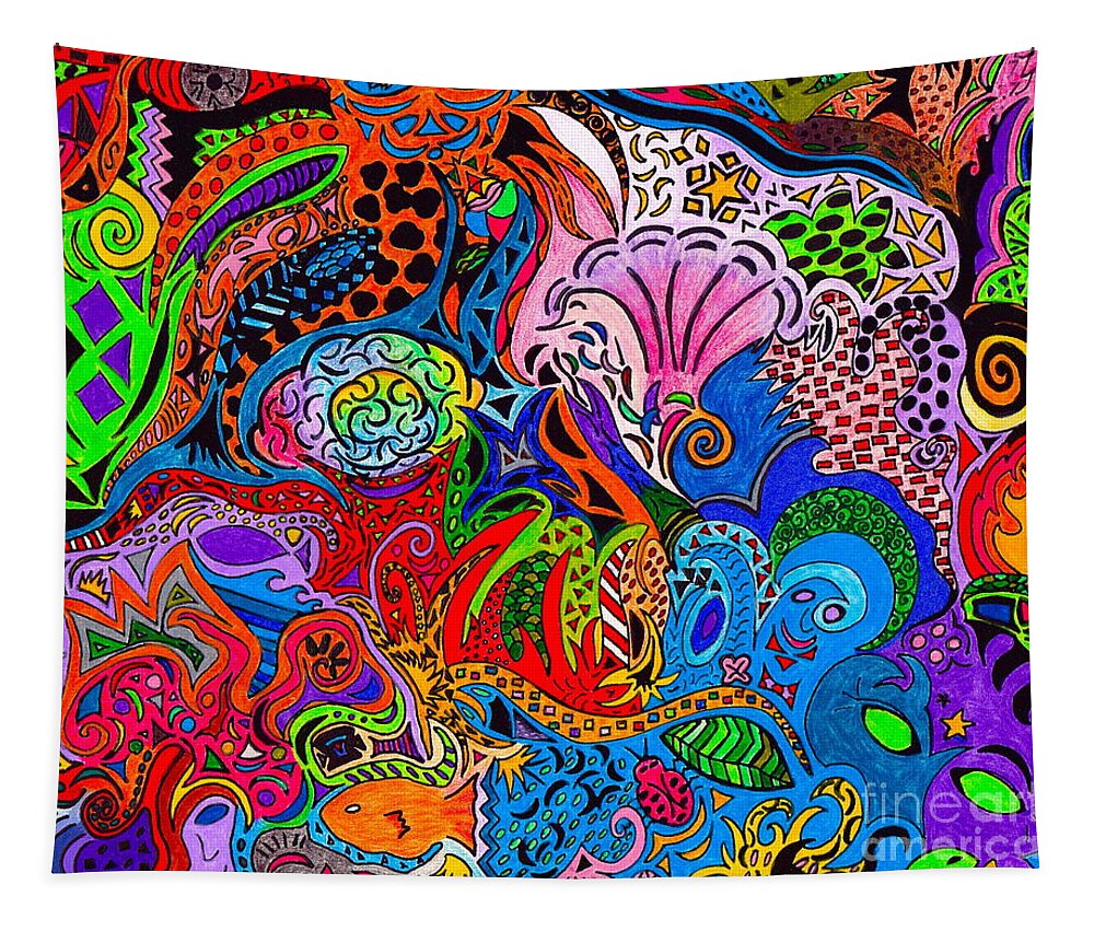 Dreamscape Tapestry featuring the drawing Dreaming in Color by M West