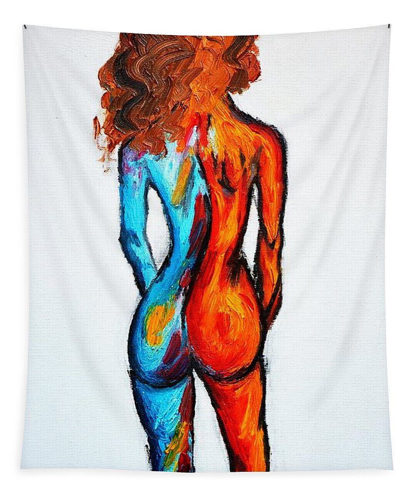 Duality Tapestry featuring the painting Duality by Ramona Matei