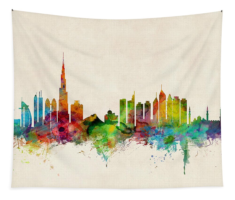 Urban Tapestry featuring the digital art Dubai Skyline by Michael Tompsett