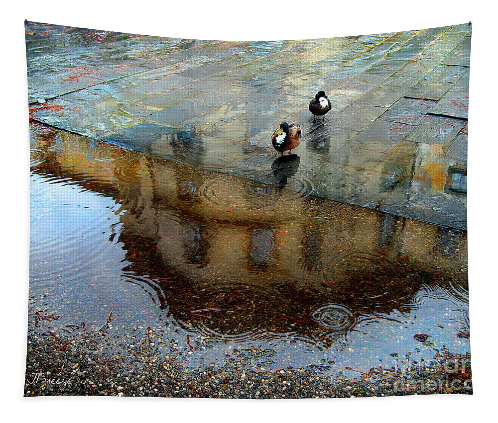 Mallard Tapestry featuring the photograph Ducks of Isola Madre.Italy by Jennie Breeze