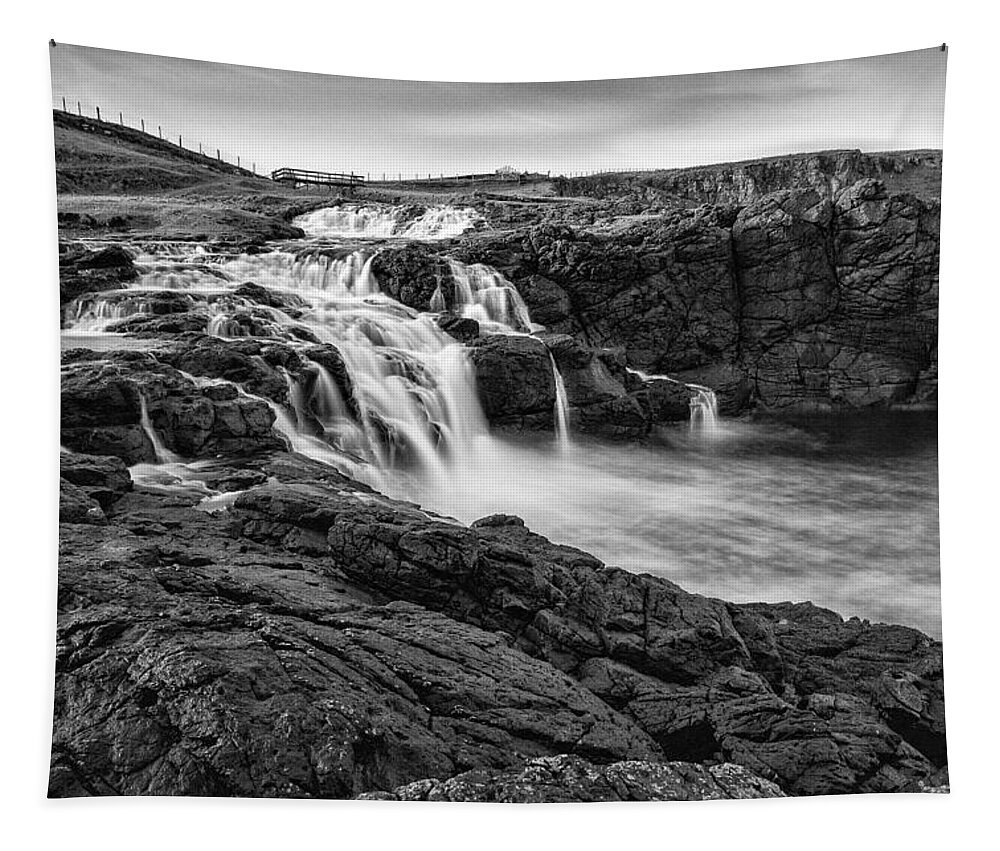 Dunseverick Tapestry featuring the photograph Dunseverick Waterfall by Nigel R Bell