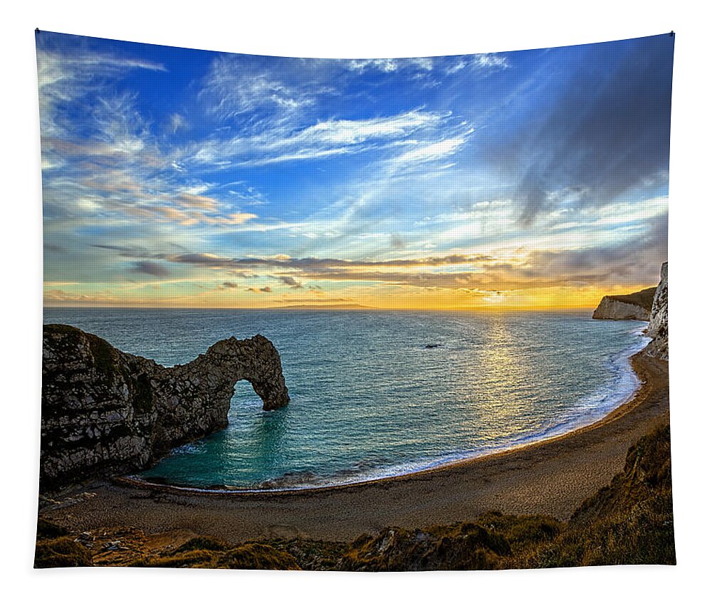 Durdle Door Tapestry featuring the photograph Durdle Door Sunset by Ian Good