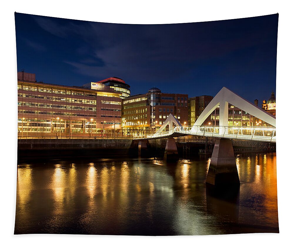Cityscape Tapestry featuring the photograph Dusk at Tradeston by Stephen Taylor