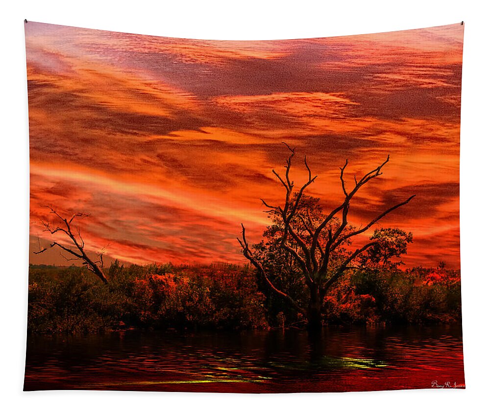 Dusk On The Bayou Tapestry featuring the photograph Coastal - Sunset - Dusk on the Bayou by Barry Jones