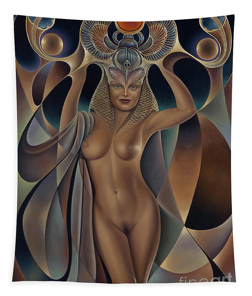 Nude-art Tapestry featuring the painting Dynamic Queen 5 by Ricardo Chavez-Mendez