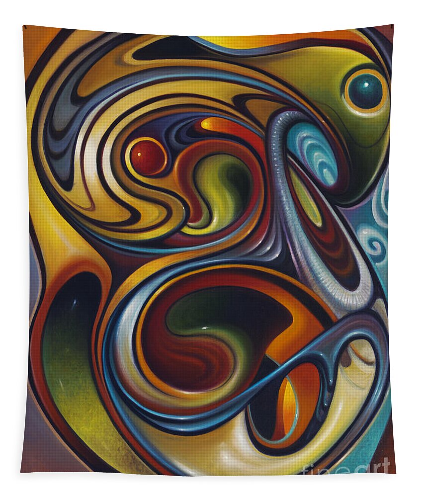 Multi-color Tapestry featuring the painting Dynamic Series #15 by Ricardo Chavez-Mendez