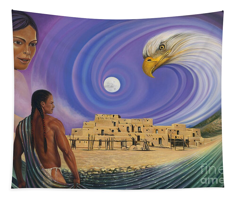 Taos Tapestry featuring the painting Dynamic Taos I by Ricardo Chavez-Mendez