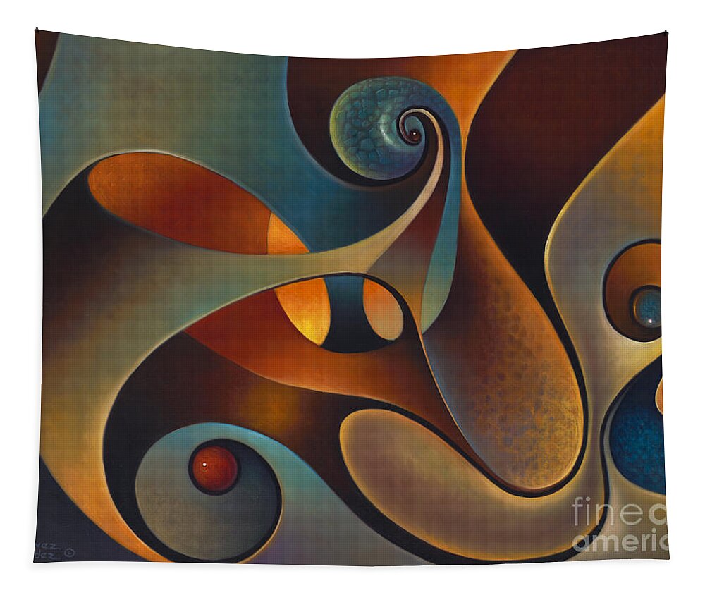 Scrolls Tapestry featuring the painting Dynmaic Series #14 by Ricardo Chavez-Mendez