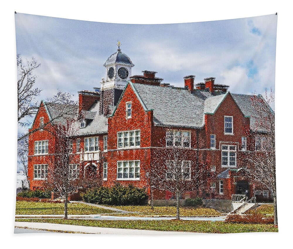 Architecture Tapestry featuring the photograph E B Newton School Winthrop Ma by Caroline Stella