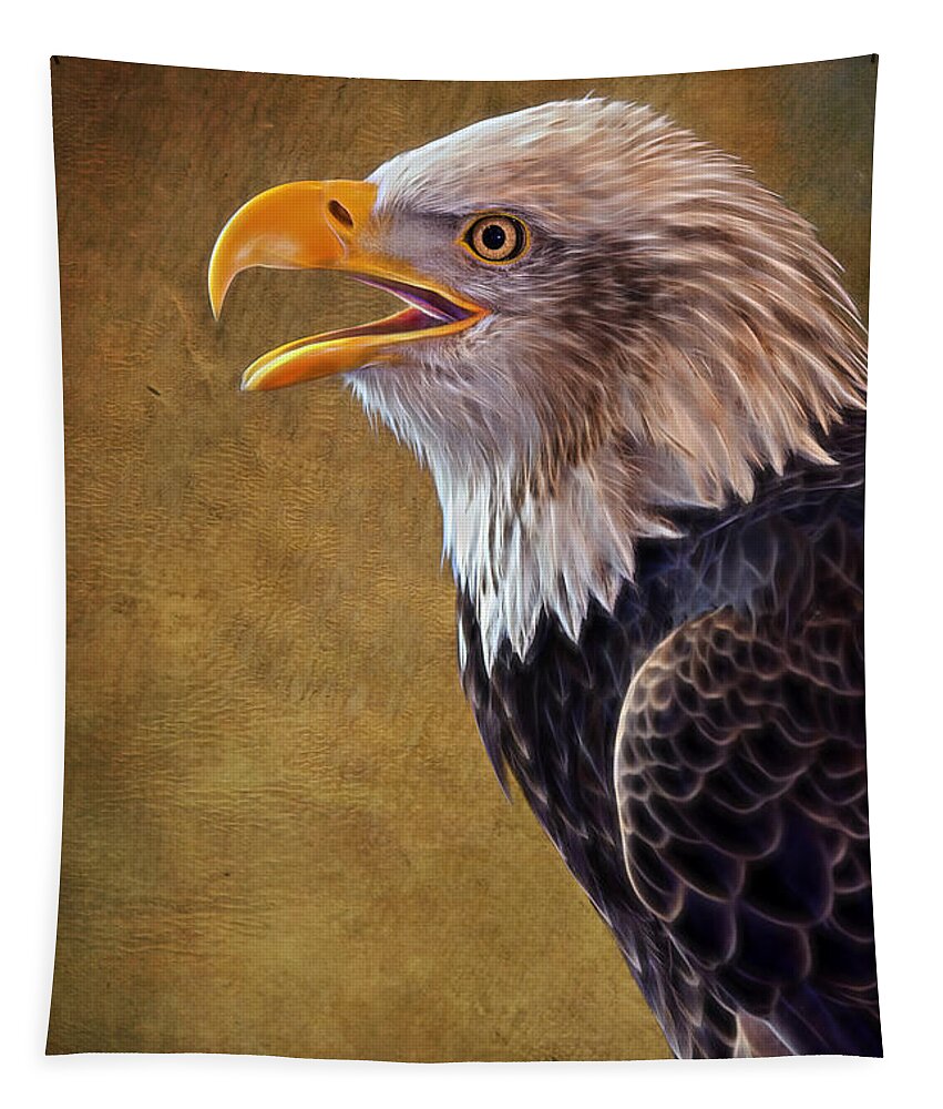 Eagle Tapestry featuring the photograph Eagle On Lookout by Bill and Linda Tiepelman
