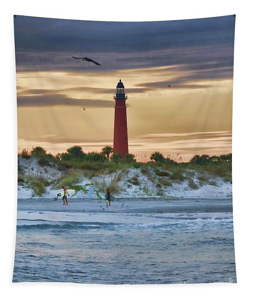 Lighthouse Tapestry featuring the photograph Early Evening Sky by Deborah Benoit