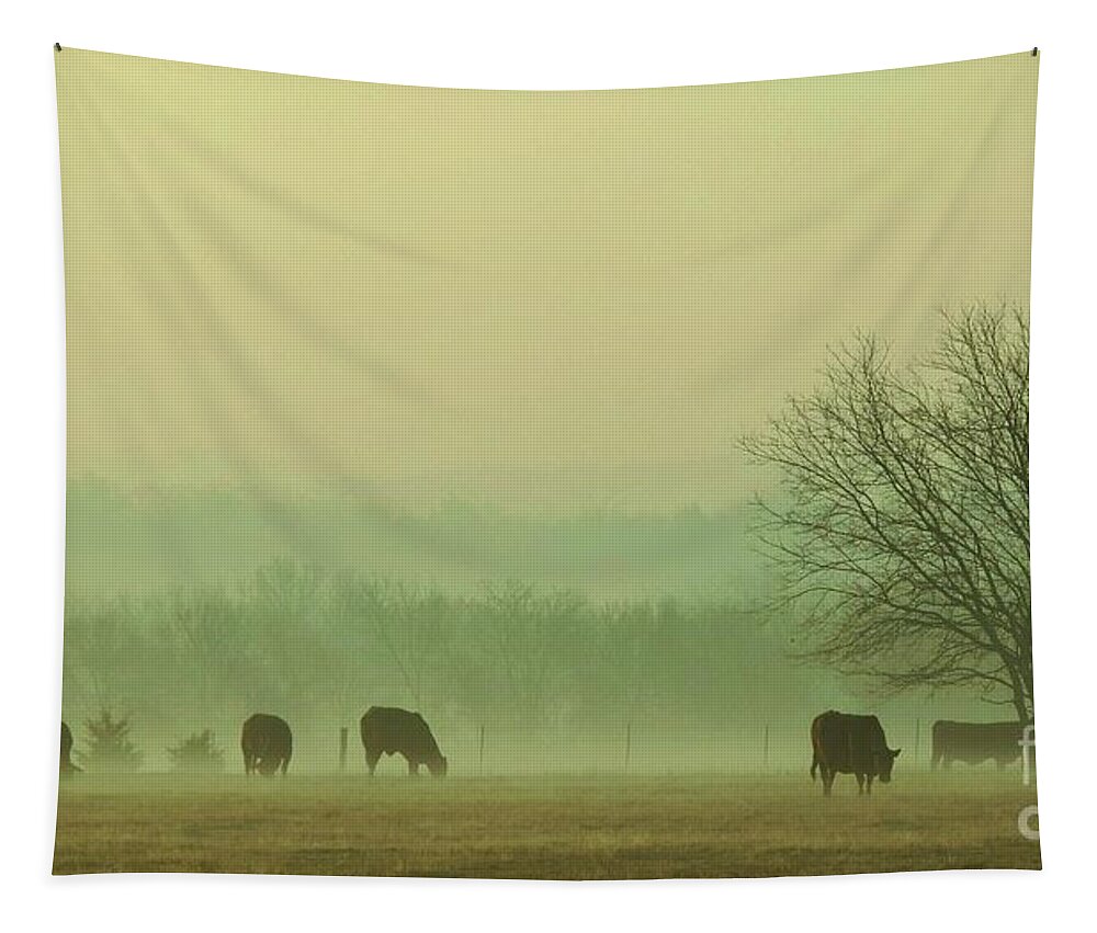 Morning Fog Tapestry featuring the photograph Early Morning Fog 014 by Robert ONeil