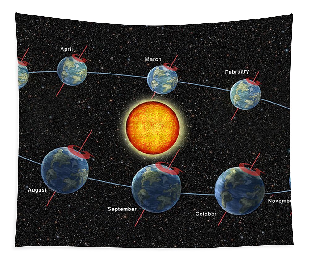 Months Tapestry featuring the photograph Earths Orbit Showing Months by Spencer Sutton