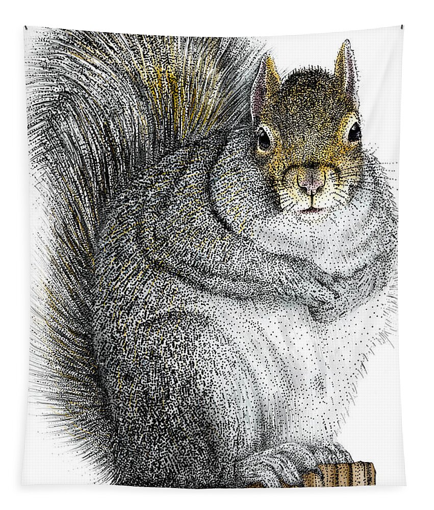 Illustration Tapestry featuring the photograph Eastern Gray Squirrel by Roger Hall
