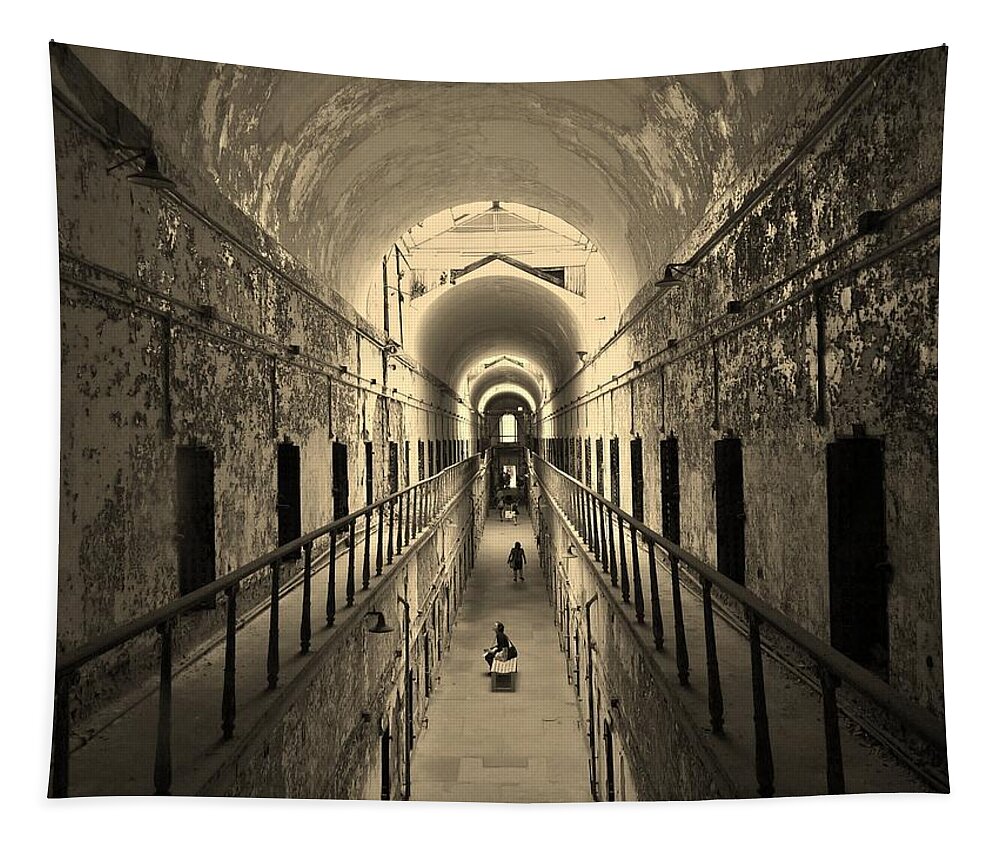 Prison Tapestry featuring the photograph Eastern State of Mind by Bob Geary