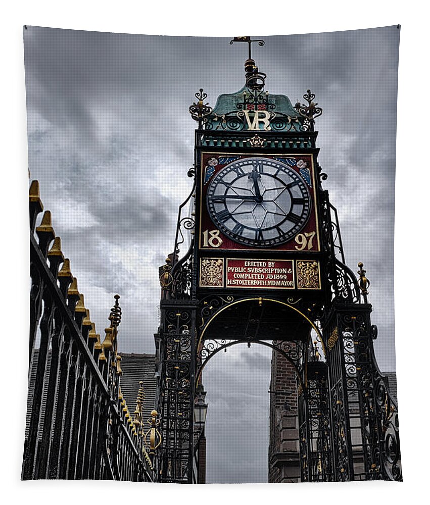 Chester Tapestry featuring the photograph Eastgate Clock Chester by Ann Garrett