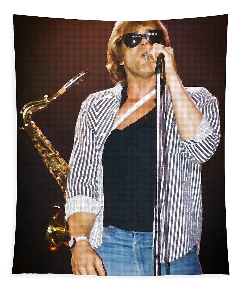 Eddie Tapestry featuring the photograph Eddie Money Singing by Patrick Lynch