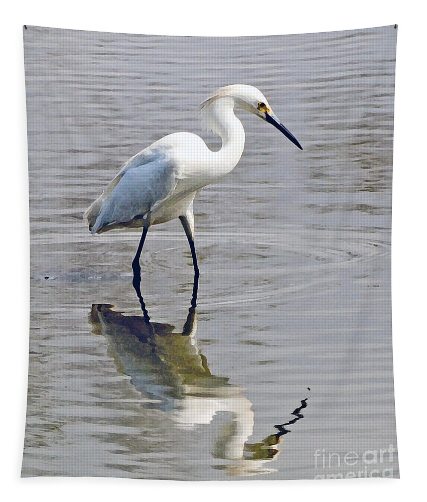 Egret Tapestry featuring the photograph Egret Reflection by Kerri Farley