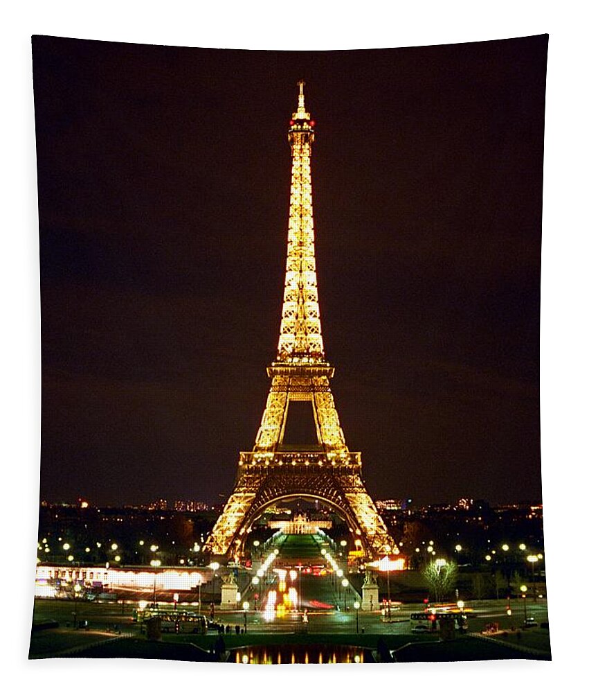 Eiffel Tower Tapestry featuring the photograph Eiffel Tower in color by Hermes Fine Art