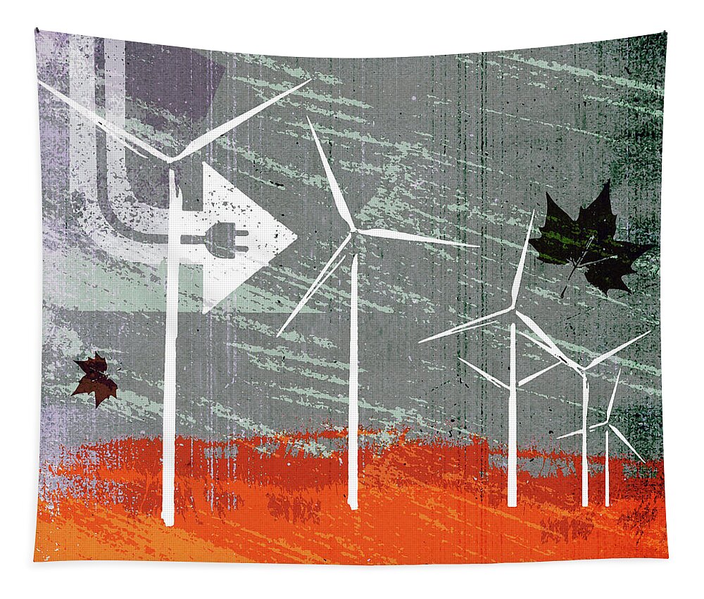 Alternative Energy Tapestry featuring the photograph Electric Plug And Wind Blowing Wind by Ikon Ikon Images