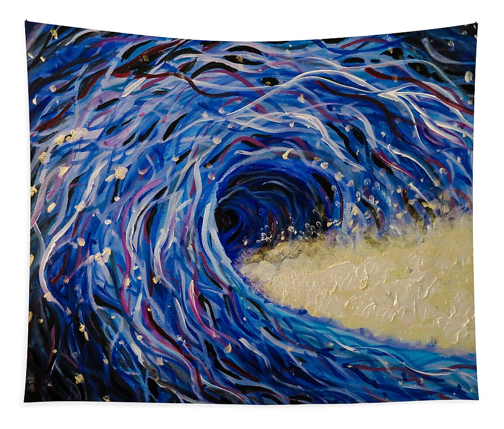 Waves Tapestry featuring the painting Electric Wave by Joel Tesch