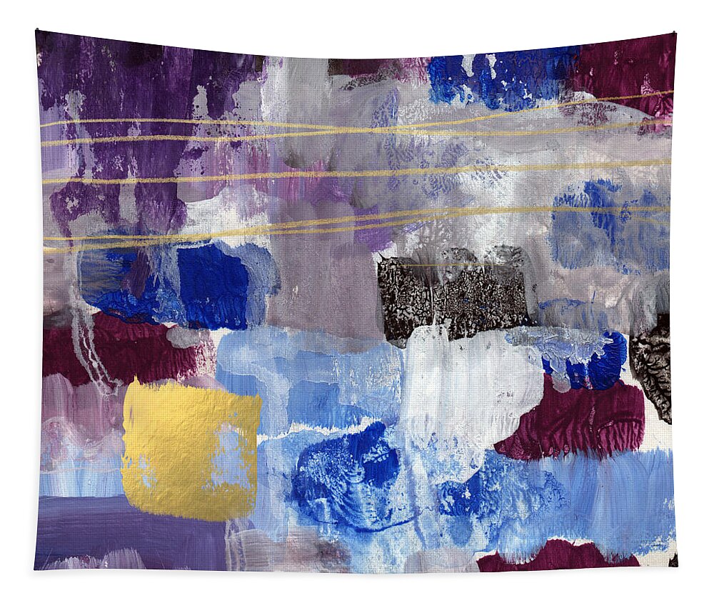 Contemporary Abstract Tapestry featuring the painting Elemental- Abstract Expressionist Painting by Linda Woods
