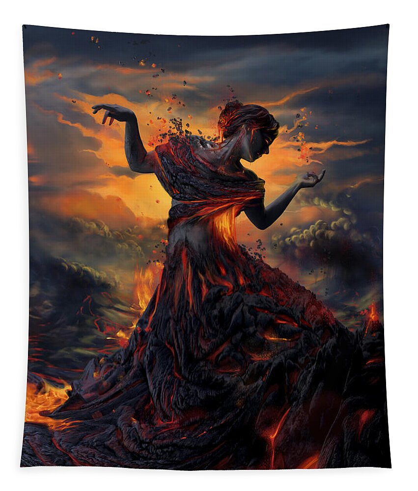 Fire Tapestry featuring the digital art Elements - Fire by FireFlux Studios