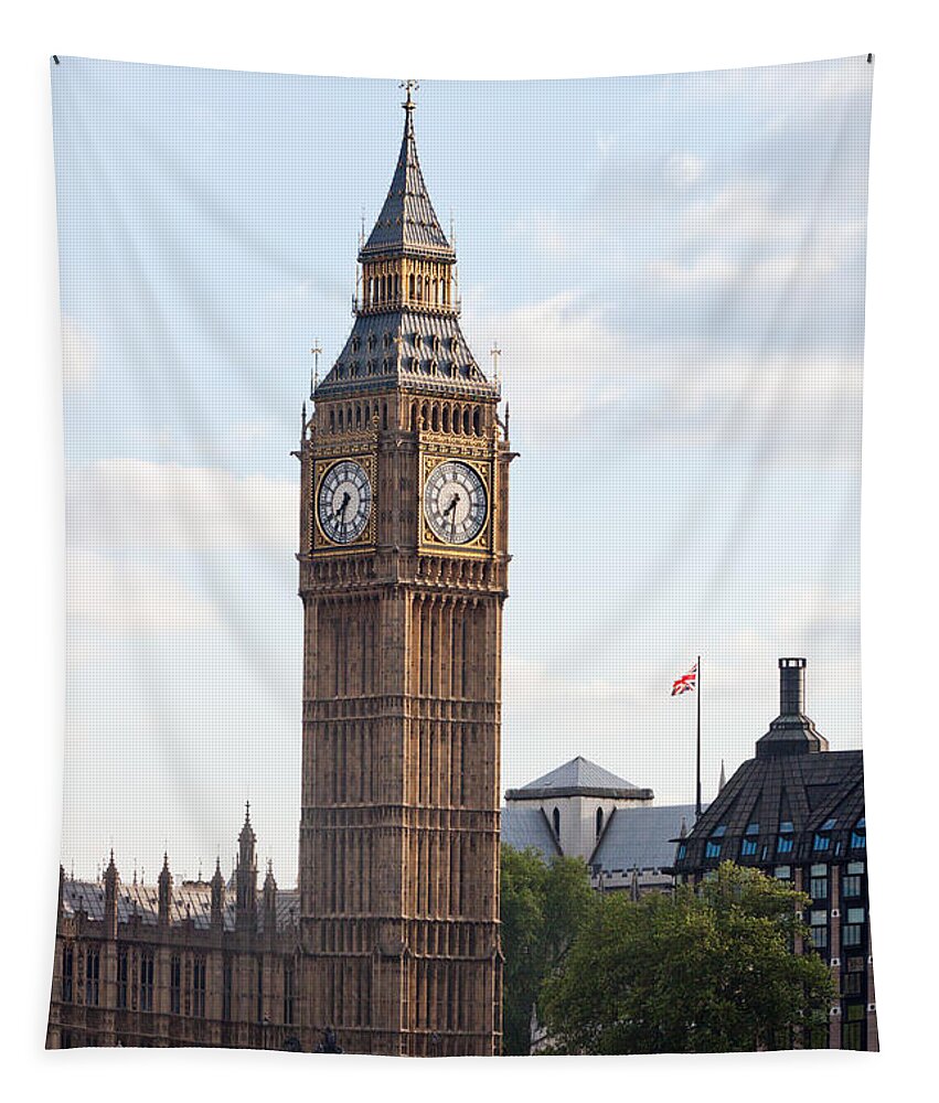 Big Ben Tapestry featuring the photograph Elizabeth Tower Parliament London by Thomas Marchessault