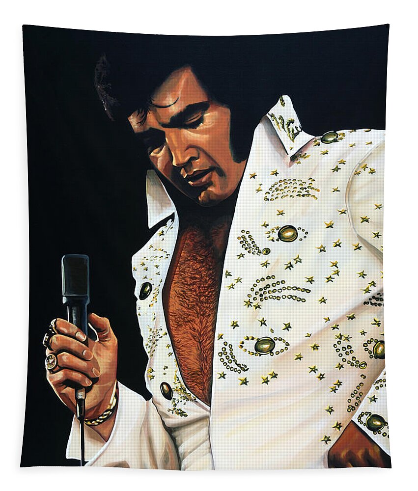 Elvis Tapestry featuring the painting Elvis Presley Painting by Paul Meijering