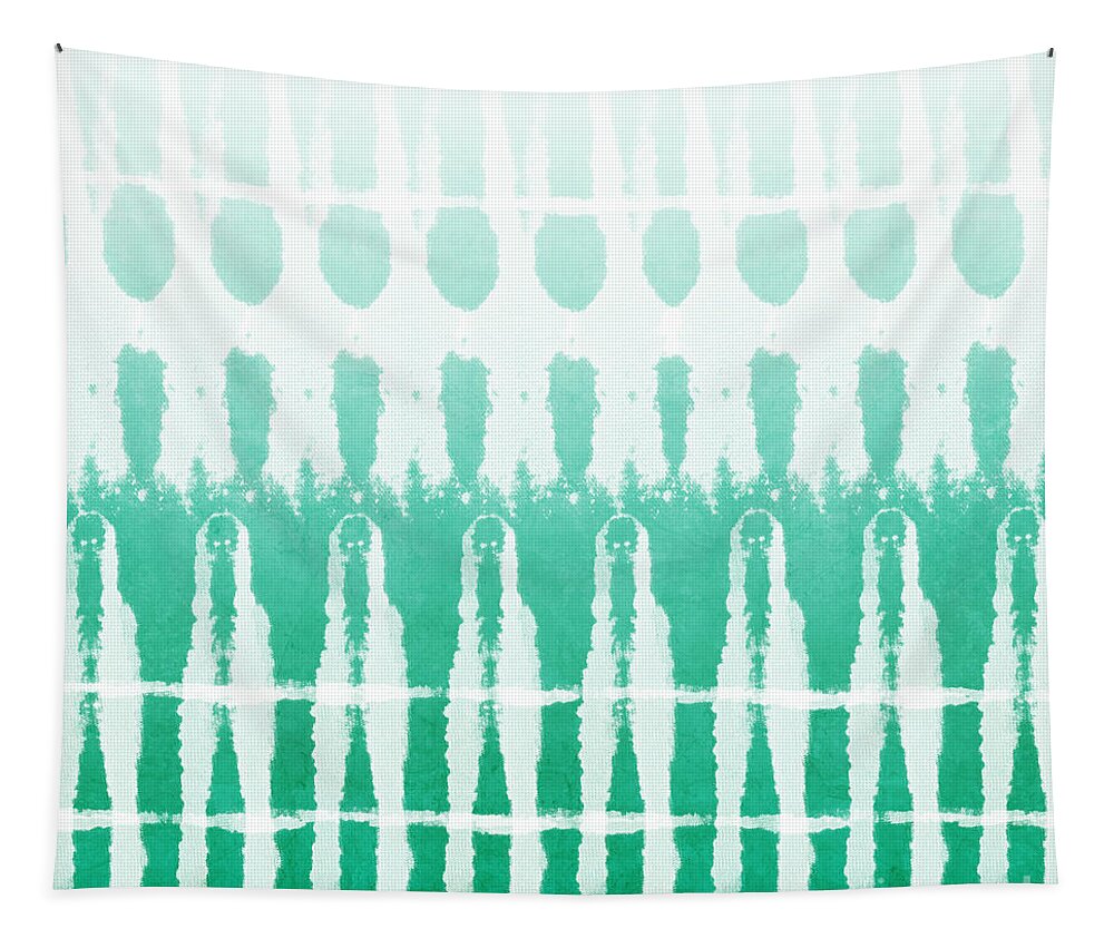 Abstract Tapestry featuring the painting Emerald Ombre by Linda Woods