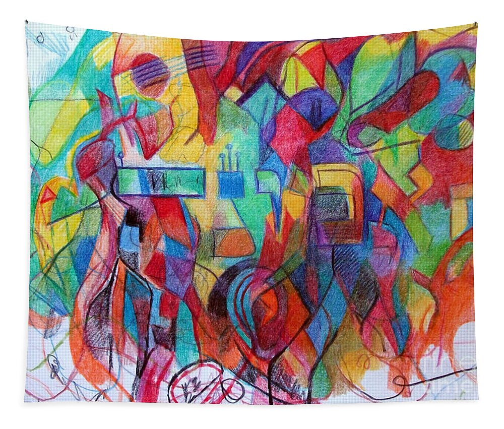 Torah Tapestry featuring the drawing Emunah 21 by David Baruch Wolk