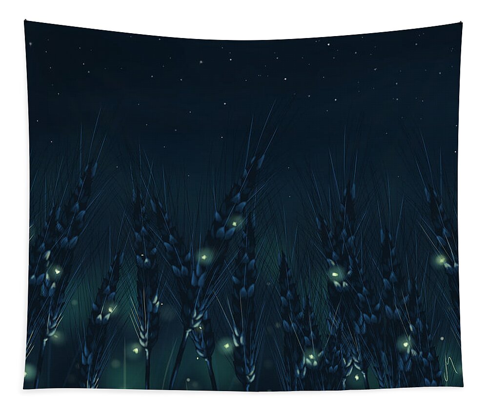 Night Tapestry featuring the painting Enchanted night by Veronica Minozzi