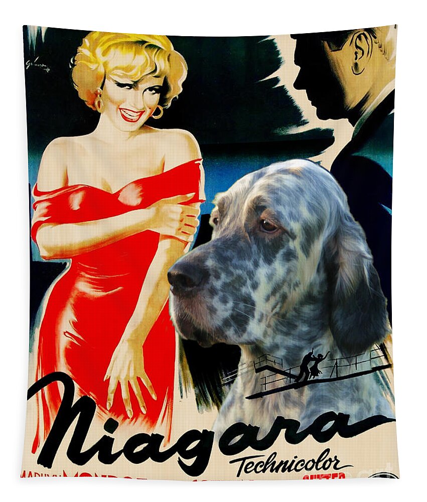 English Setter Tapestry featuring the painting English Setter Art Canvas Print - Niagara Movie Poster by Sandra Sij
