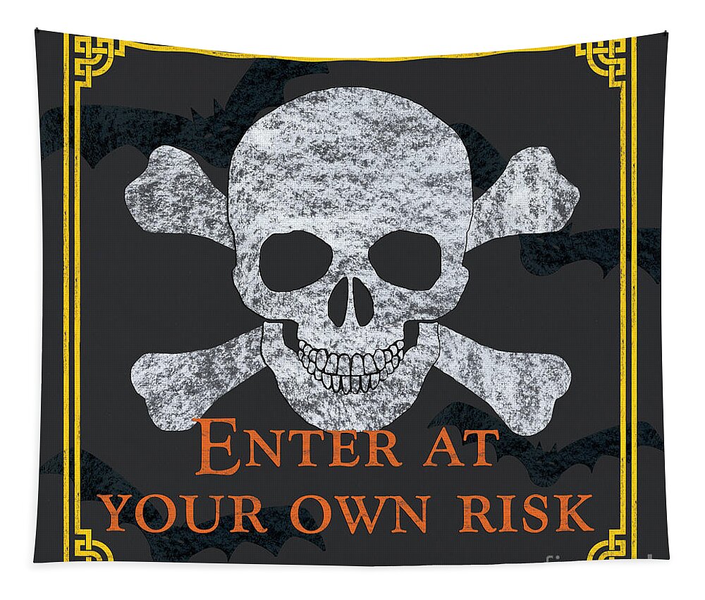 Halloween Tapestry featuring the painting Enter at Your Own Risk by Debbie DeWitt