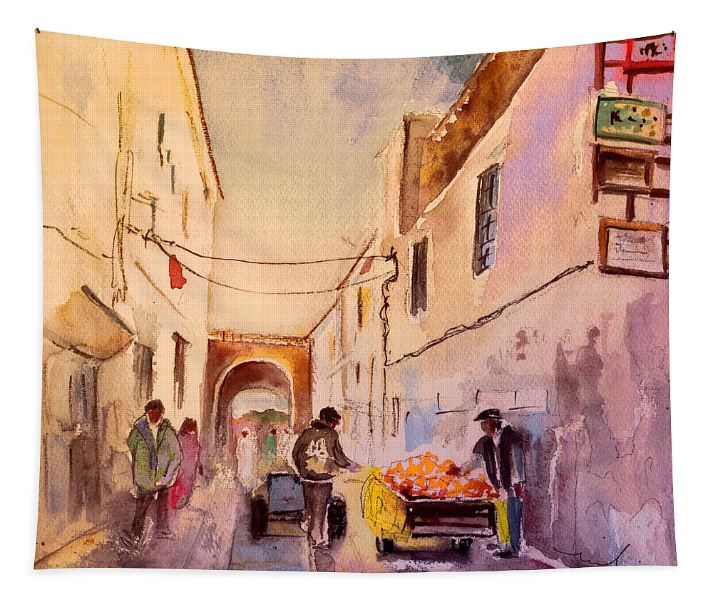 Travel Tapestry featuring the painting Essaouira Town 05 by Miki De Goodaboom