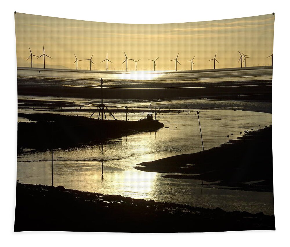 Wind Tapestry featuring the photograph Evening Low Tide 2 by Steve Kearns