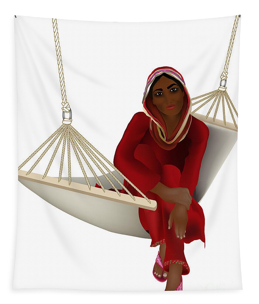 Girl Tapestry featuring the digital art Exotic Girl in the Hammock by Gina Koch