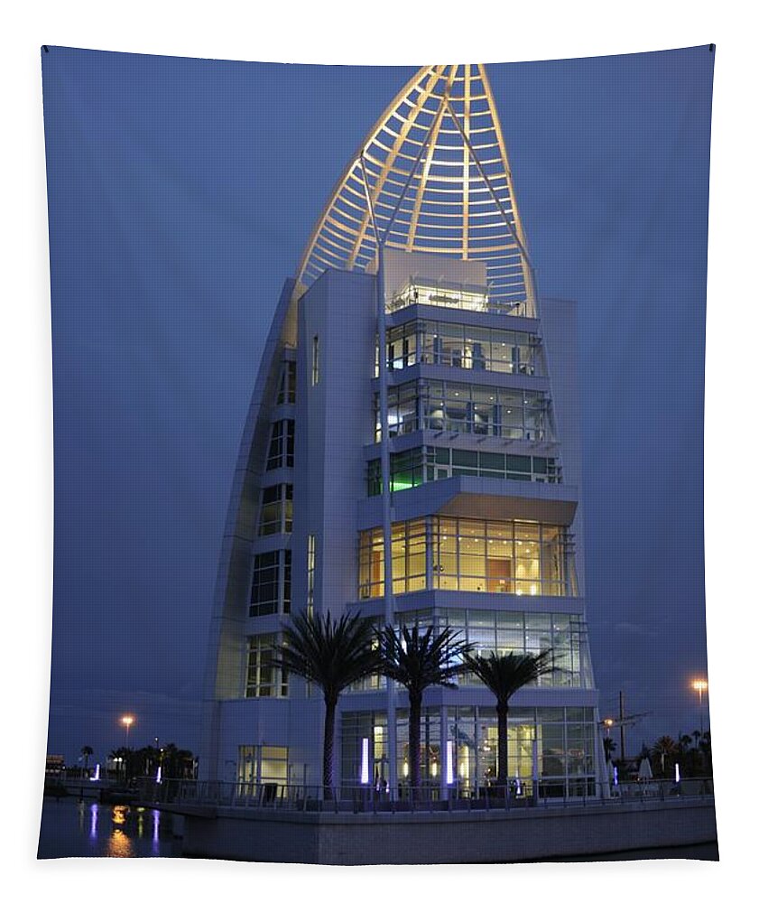 Exploration Tower Tapestry featuring the photograph Exploration Tower-Lights on by Bradford Martin