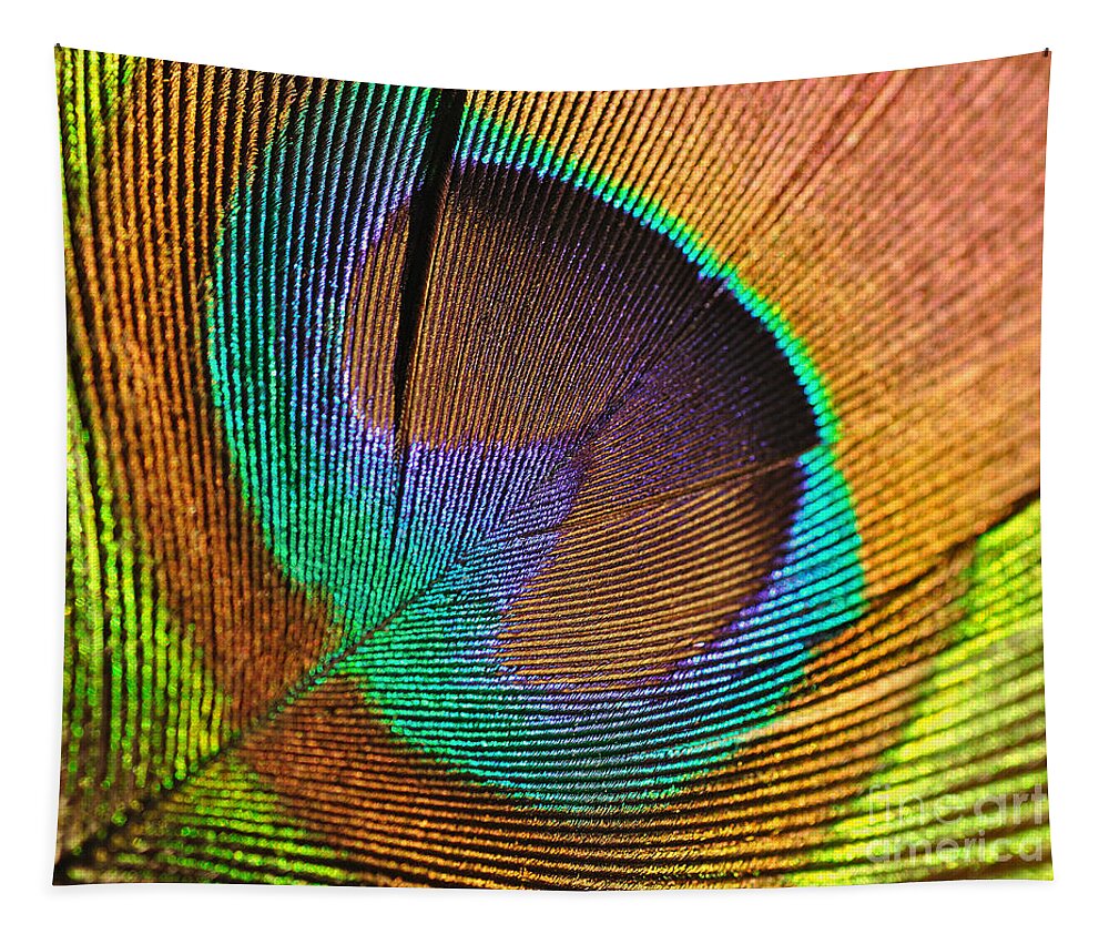 Eye Of The Peacock Tapestry featuring the photograph Eye of the Peacock by Kaye Menner