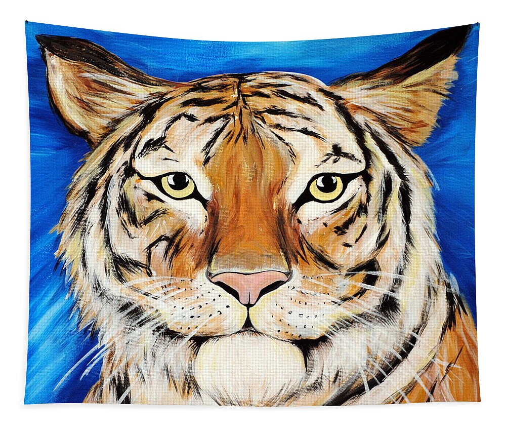Tiger Tapestry featuring the painting Eye of the tiger by Meganne Peck